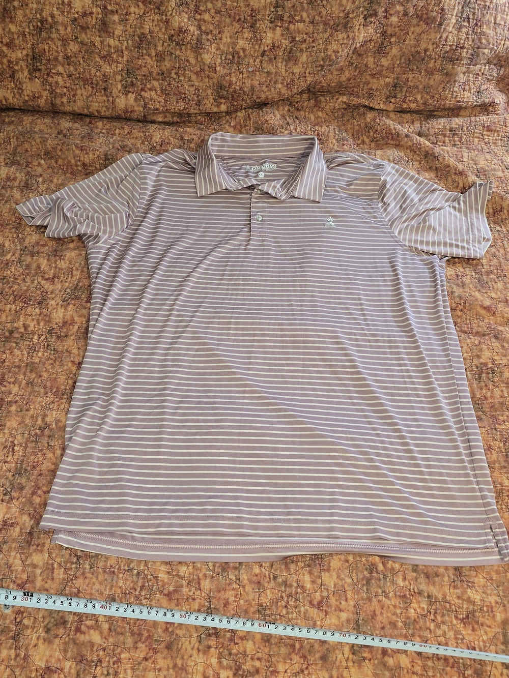 Chubbies Performance Golf Polo Shirt Mens XXL Purple Gray Striped Pineapple Logo